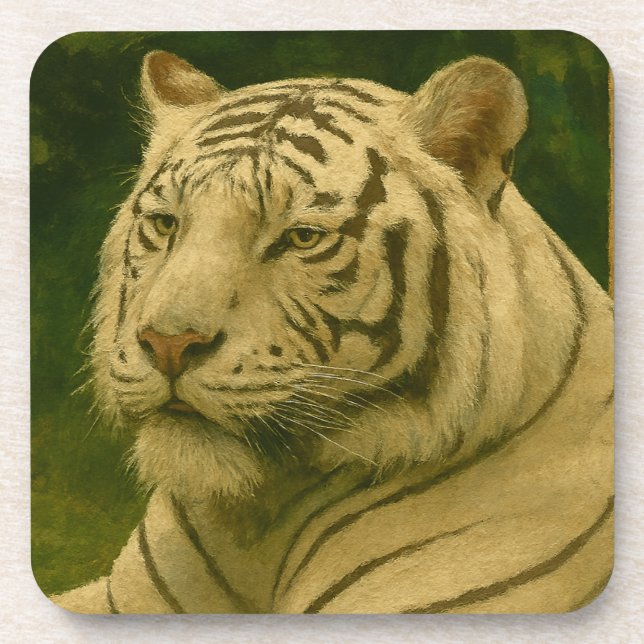 Weiße Tiger-Ruhen im Wald-Schatten Getränkeuntersetzer (Vorderseite)