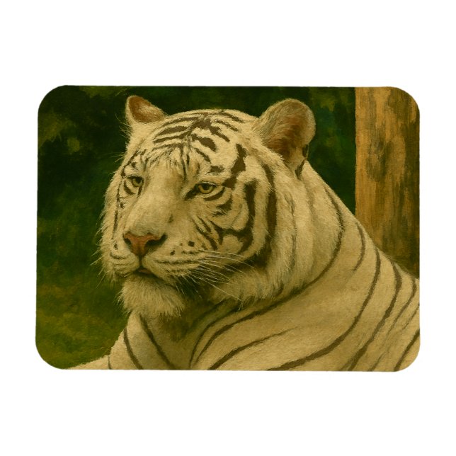 Weiße Tiger-Ruhen im Wald-Schatten Magnet (Horizontal)