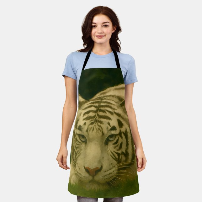 Weiße Tiger-Ruhen im Wald-Schatten Schürze (Getragen)