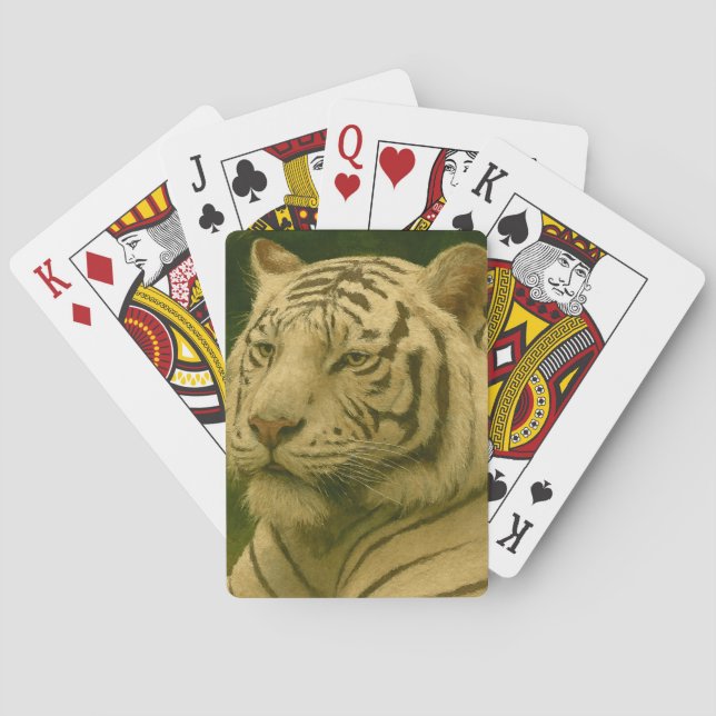Weiße Tiger-Ruhen im Wald-Schatten Spielkarten (Rückseite)