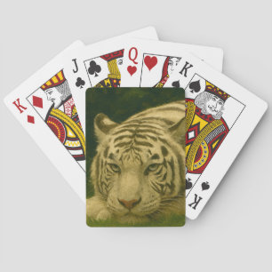 Weiße Tiger-Ruhen im Wald-Schatten Spielkarten