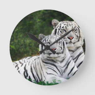 Weiße Tiger Runde Wanduhr