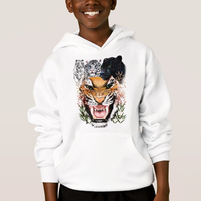 Weiße Tiger-Shirts Hoodie (Vorderseite)