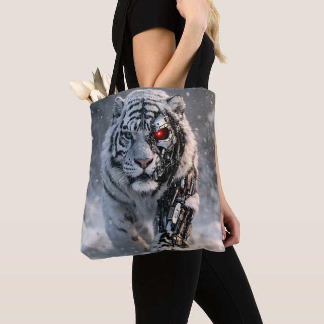 Weiße Tiger-Tragetasche, Cyber-Wildlife-Sci-Fi-Mod (Von Nahem)