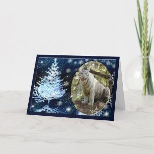 Weiße Tiger-Weihnachtsgruß-Karte Feiertagskarte