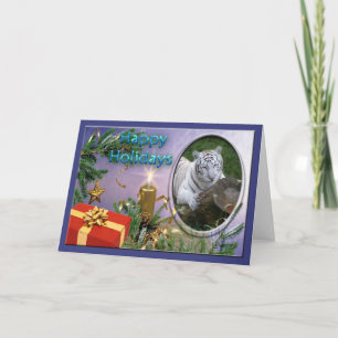 Weiße Tiger-Weihnachtsgruß-Karte Feiertagskarte