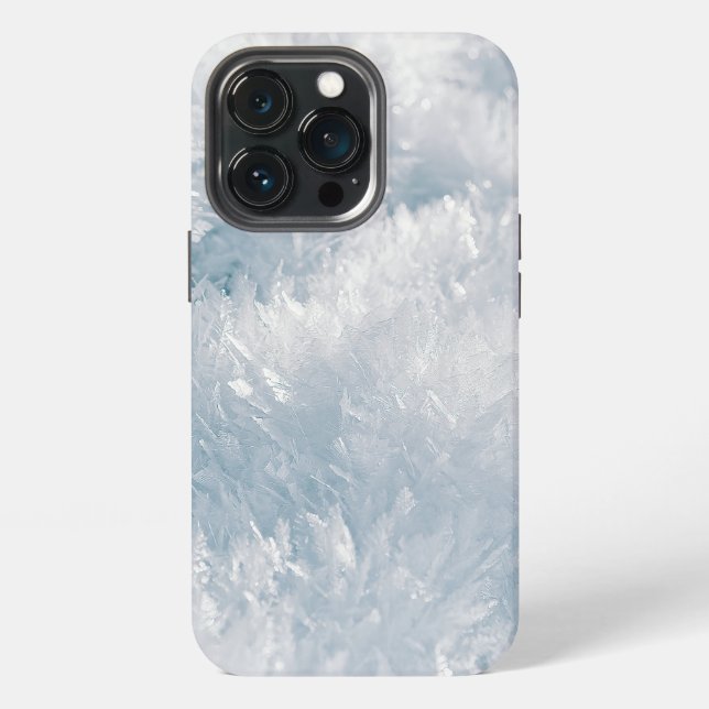 Weiße Tinsel mit Schneeflocken-Muster iPhone Hülle (Hinten)