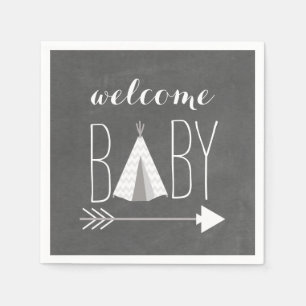 Weiße Tipi-Babyparty-Papierserviette Serviette