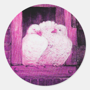 WEISSE TÖNE AM FENSTER lila rosa violett Runder Aufkleber