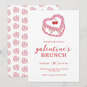 Weiße Torte Galentine’s Day Brunch Einladung