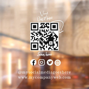 Weiße transparente QR-Sozial-Biz-Türschild Fensteraufkleber