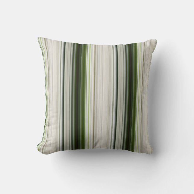 Weiße Trillien Weiß und Grün Streifen Kissen (Vorderseite)