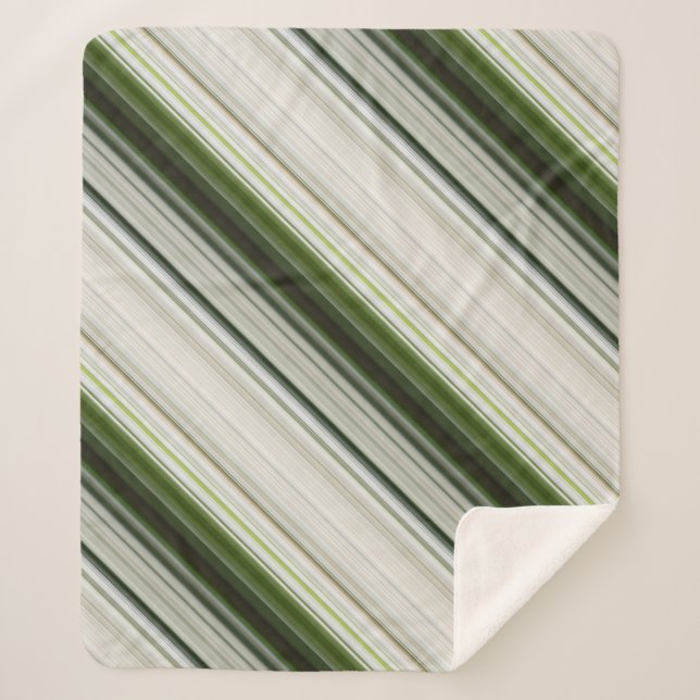 Weiße Trillien Weiß und Grün Streifen Sherpadecke (Vorderseite)