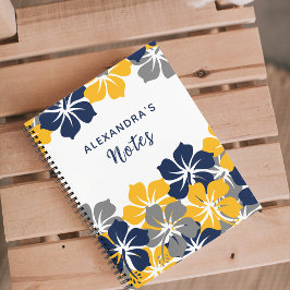 Weiße tropische Graue oder graublaue gelbe Blüte Notizbuch