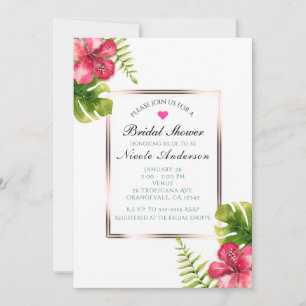 Weiße tropische Hibiskusblätter elegante Einladung