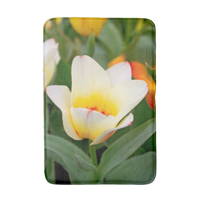 Weiße Tulip Badematte (Vorderseite Vertikal)