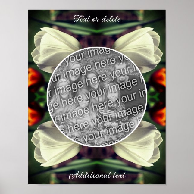 Weiße Tulip-Blume-Rahmen erstellen Ihr eigenes Fot Poster (Vorne)