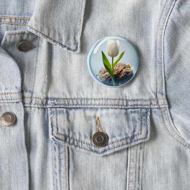 Weiße Tulpe in einer Blase Button (Beispiel)