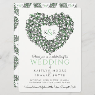 Weiße Tulpe, schwarze Tinte zeichnend Herz-Grün Ho Einladung