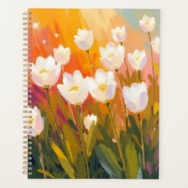 Weiße Tulpen Aquarell Blumenfeld Malerei Planer