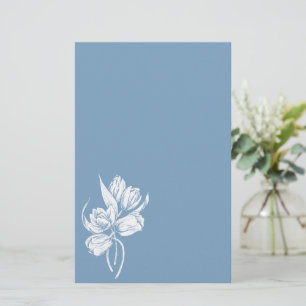 Weiße Tulpen auf Dämmerungs-Blau Briefpapier