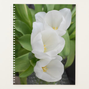 Weiße Tulpen-Blumen-Tagesplaner/Organizer Planer