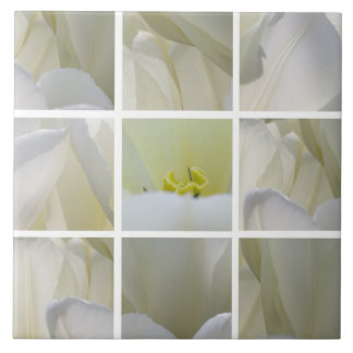 Weiße Tulpen im Quadratmuster Fliese