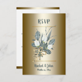 Weiße Tulpen mit Gold, Hochzeit RSVP Karte