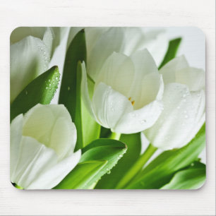 Weiße Tulpen Mousepad