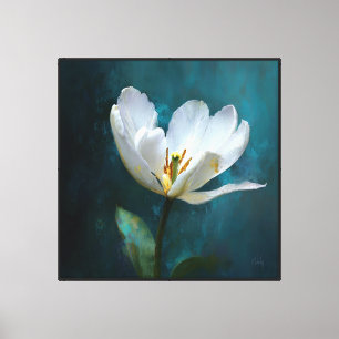 Weiße Tulpen-Serenitäts-Abstrakte Blumenkunst Leinwanddruck