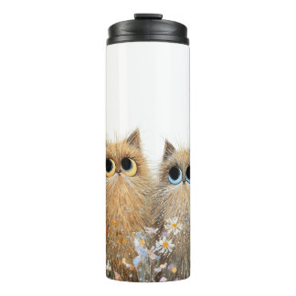 Weiße Tumbler-Reizende Katzen und Blumen Thermosbecher