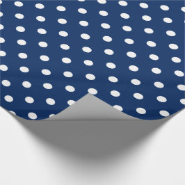 Weiße Tupfen auf Marine-Blau Geschenkpapier