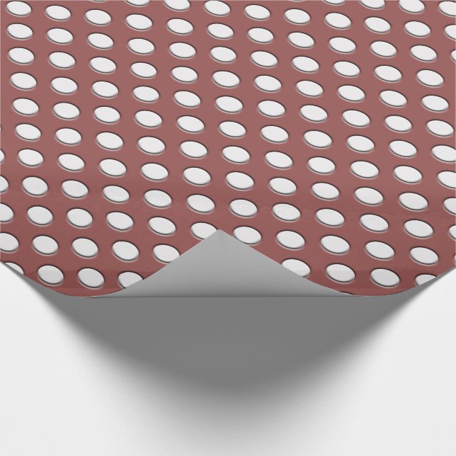 Weiße Tupfen auf Marsala Geschenkpapier (Ecke)