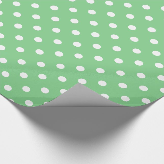 Weiße Tupfen auf Meergrün Geschenkpapier (Ecke)