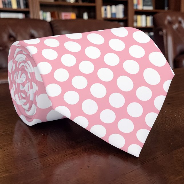 Weiße Tupfen auf Rosa Maßanfertigung Krawatte (Von Creator hochgeladen)