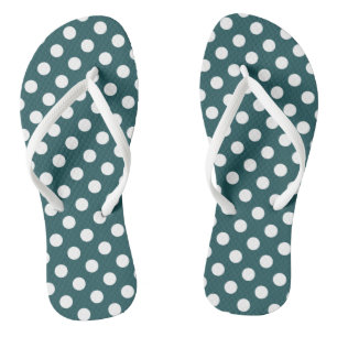 Weiße Tupfen auf Türkis Flip Flops