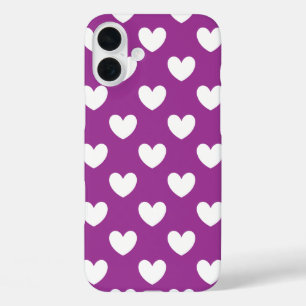 Weiße Tupfen-Herzen auf lila Kaktusblüte violett iPhone 16 Plus Hülle