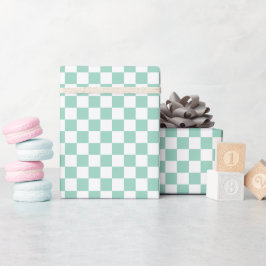 Weiße & Türkis Karo-Geschenkpapierrolle Geschenkpapier