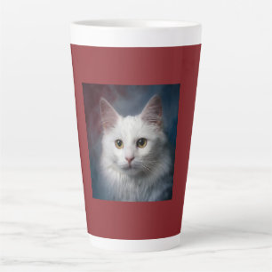 Weiße Türkische Angora Katze Rot Blau Milchtasse