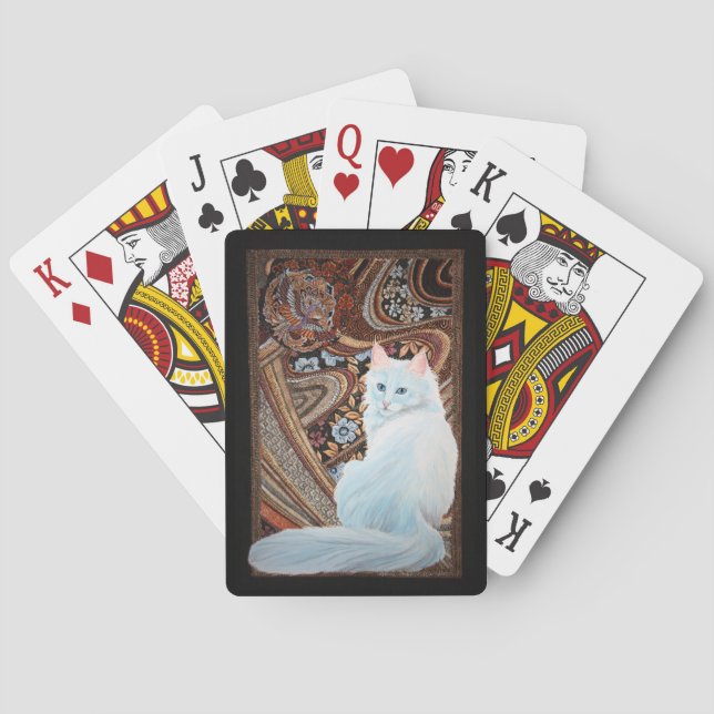 Weiße türkische Angora Spielkarten (Rückseite)