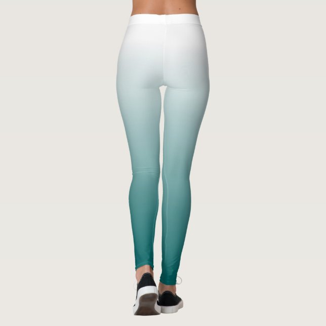Weiße, türkisfarbene Legierungen Leggings (Rückseite)
