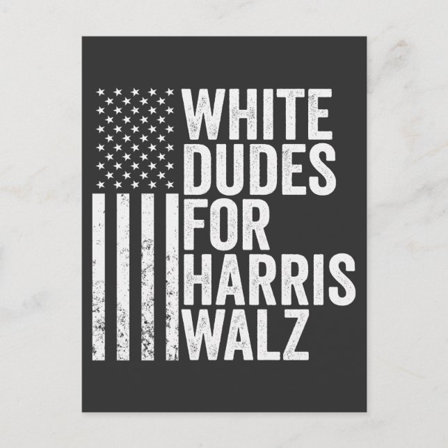 Weiße Typ für Harris Walz - amerikanische Flaggenw Ankündigungspostkarte (Vorderseite)