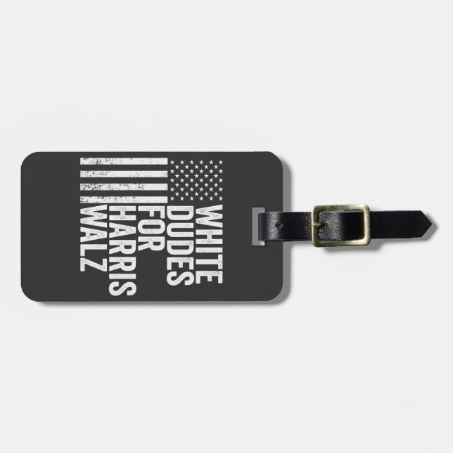 Weiße Typ für Harris Walz - amerikanische Flaggenw Gepäckanhänger (Vorderseite horizontal)