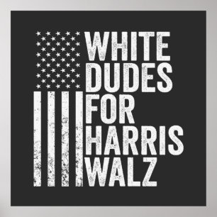 Weiße Typ für Harris Walz - amerikanische Flaggenw Poster