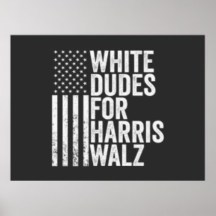 Weiße Typ für Harris Walz - amerikanische Flaggenw Poster