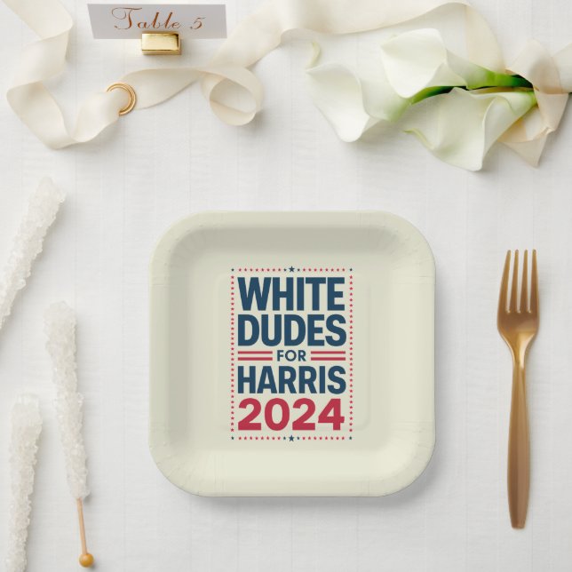 Weiße Typen für Harris-2024 Pappteller (Hochzeit)