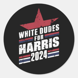 Weiße Typen für Kamala Harris 2024 Runder Aufkleber