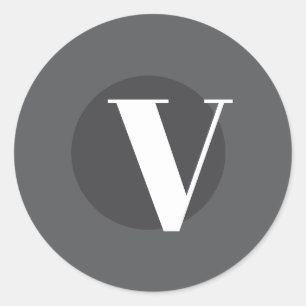 Weiße Typografie-Brauch, Initialgrau Runder Aufkleber