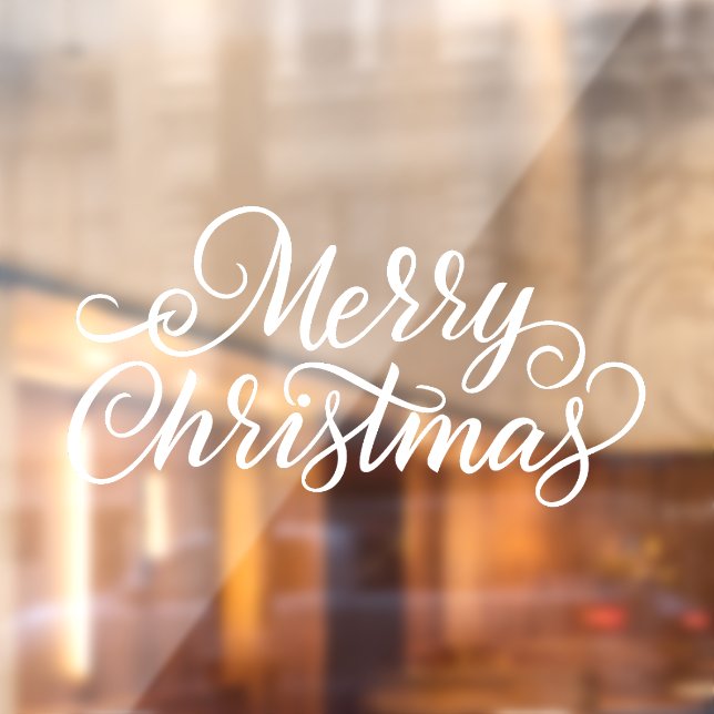 Weiße Typografie Frohe Weihnachten Fensteraufkleber (Blatt 2)