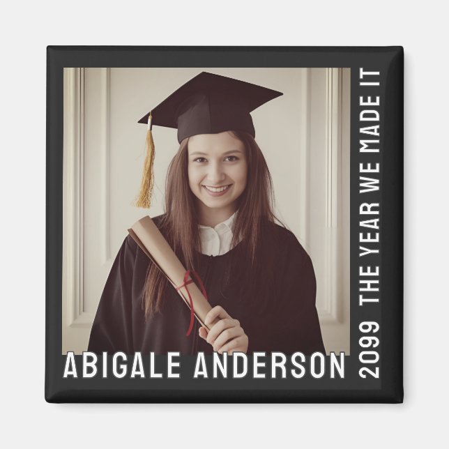 Weiße Typografie und Foto-Abschlussfeier Magnet (Vorne)
